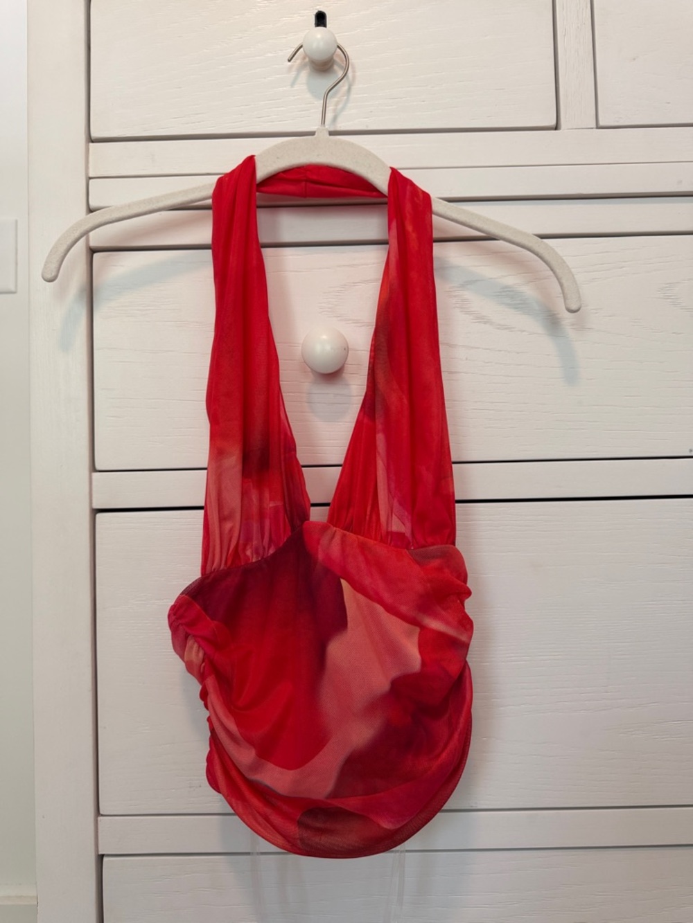 NWT Grey Bandit Halter Ruched Open-Back Top